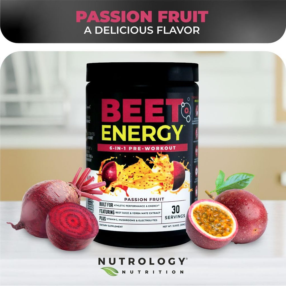 Nutrology Beet Energy O2 prepared glass shows drink ready 20 minutes pre-workout