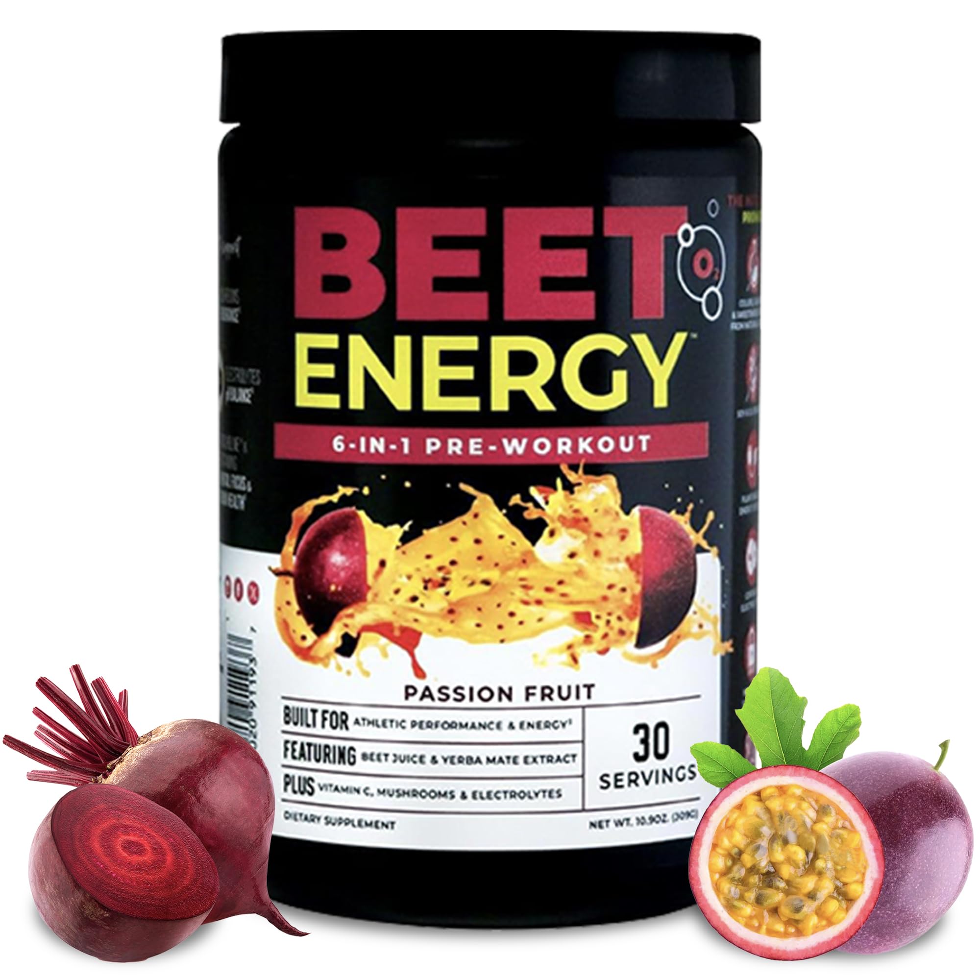 Nutrology Beet Energy O2 tub front shows vegan pre-workout energy boost for workouts