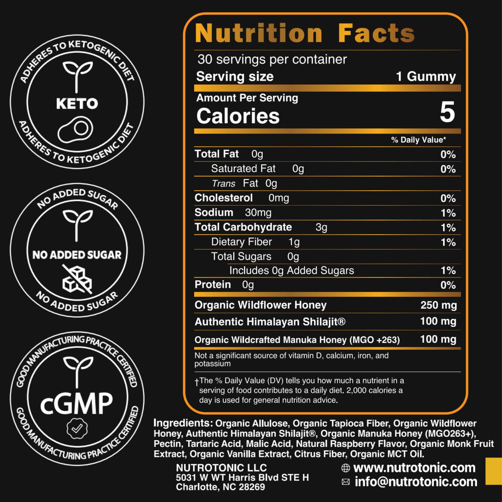 Back label with ingredients and allergens
