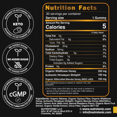 Back label with ingredients and allergens