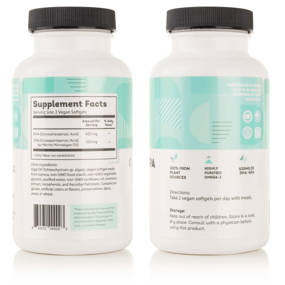 Algae-based DHA EPA omega-3 softgels - vegan supplement