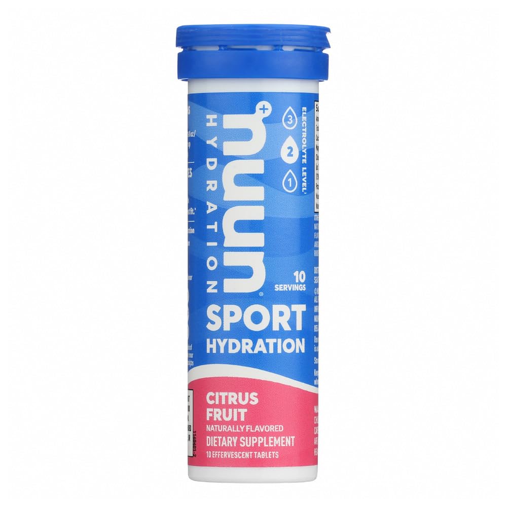 Nuun Active Citrus bottle-front view for on-the-go hydration during workouts.
