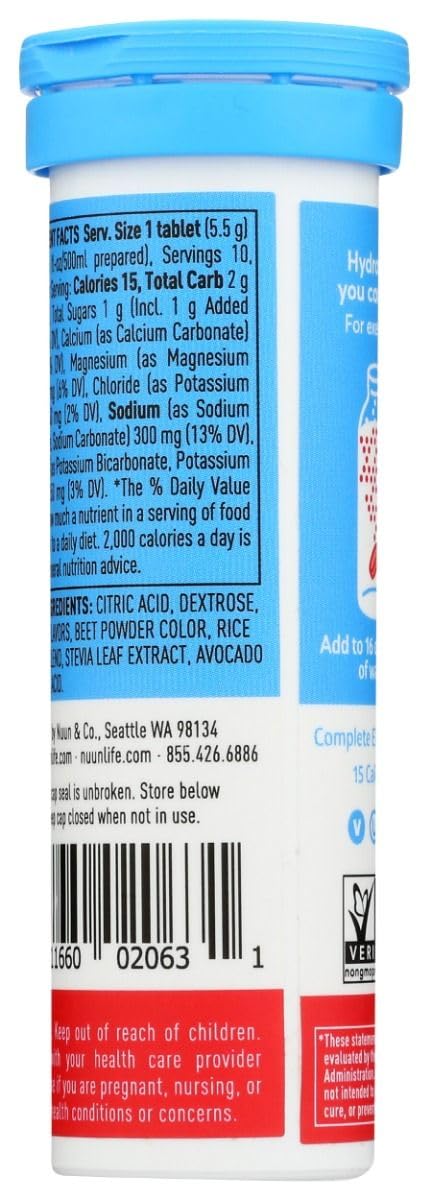 Prepared Nuun Active Fruit Punch drink in a glass with ice