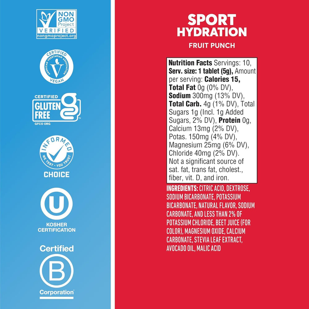 Nuun Active Fruit Punch bottle packaging signals easy hydration for on-the-go use