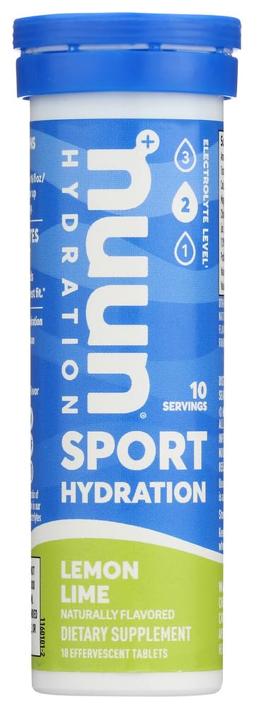 Nuun Active Lemon+Lime tablets poured from the bottle for on-the-go hydration