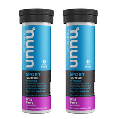 Nuun Energy Wild Berry tablets ready to dissolve in water for a refreshing boost.