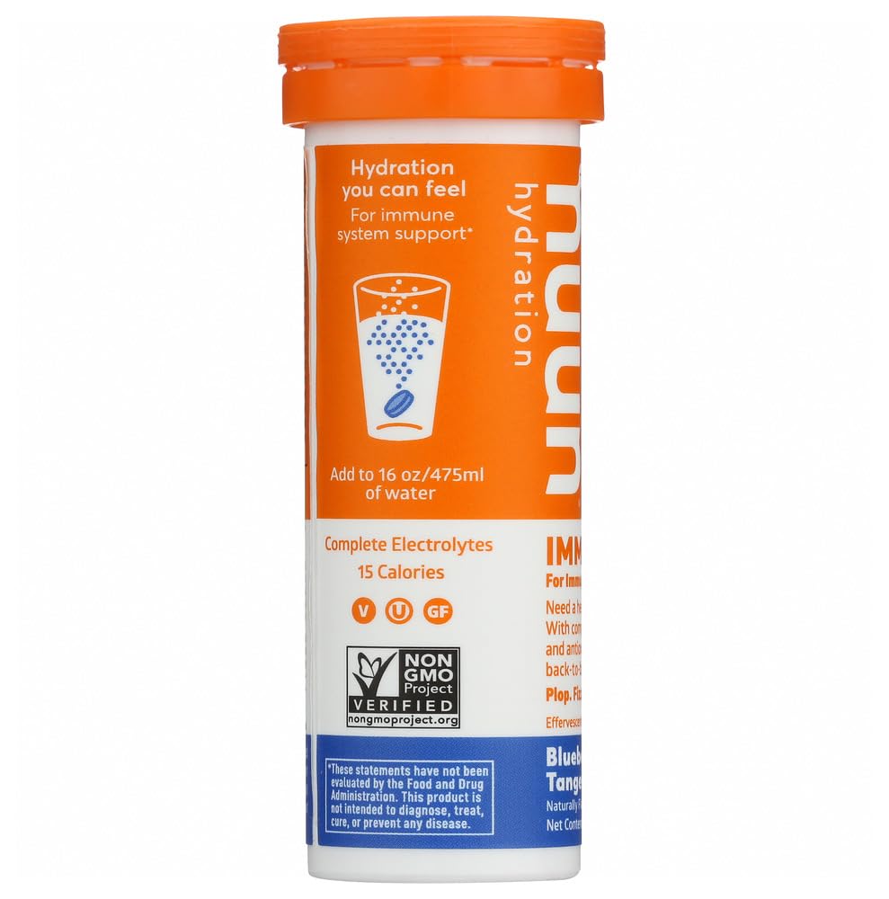 Nuun Immunity Blueberry Tangerine tablets dissolving in water