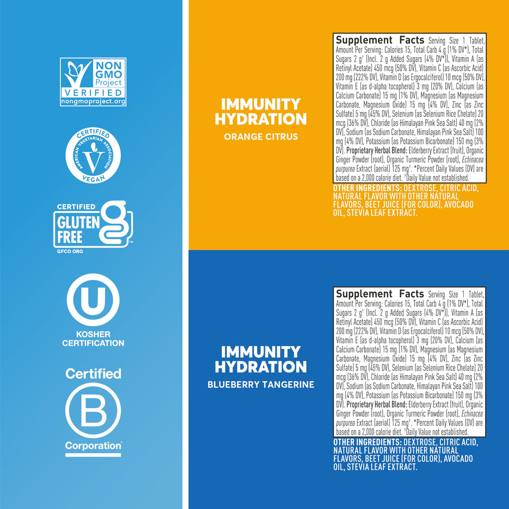 Vegan, non-GMO, gluten-free Nuun Immunity packaging