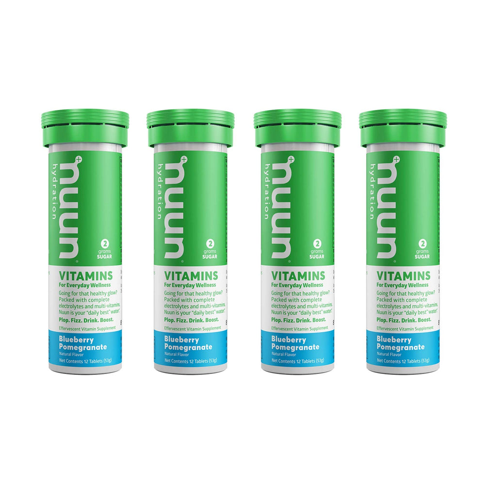 Nuun Vitamins Blueberry Pomegranate tablets in packaging for on-the-go hydration.