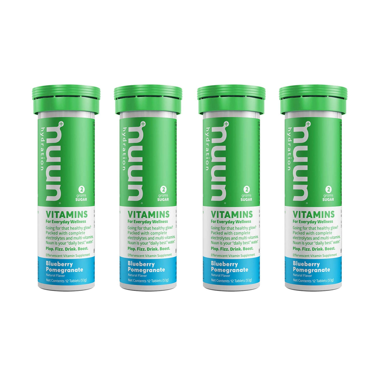 Nuun Vitamins Blueberry Pomegranate tablets in packaging for on-the-go hydration.