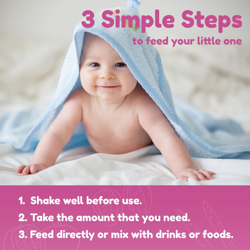 Serving size and volume information shown on bottle label