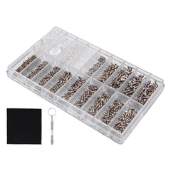 NUZAMAS 1000 Pcs stainless steel micro eyeglass screw set in repair kit box