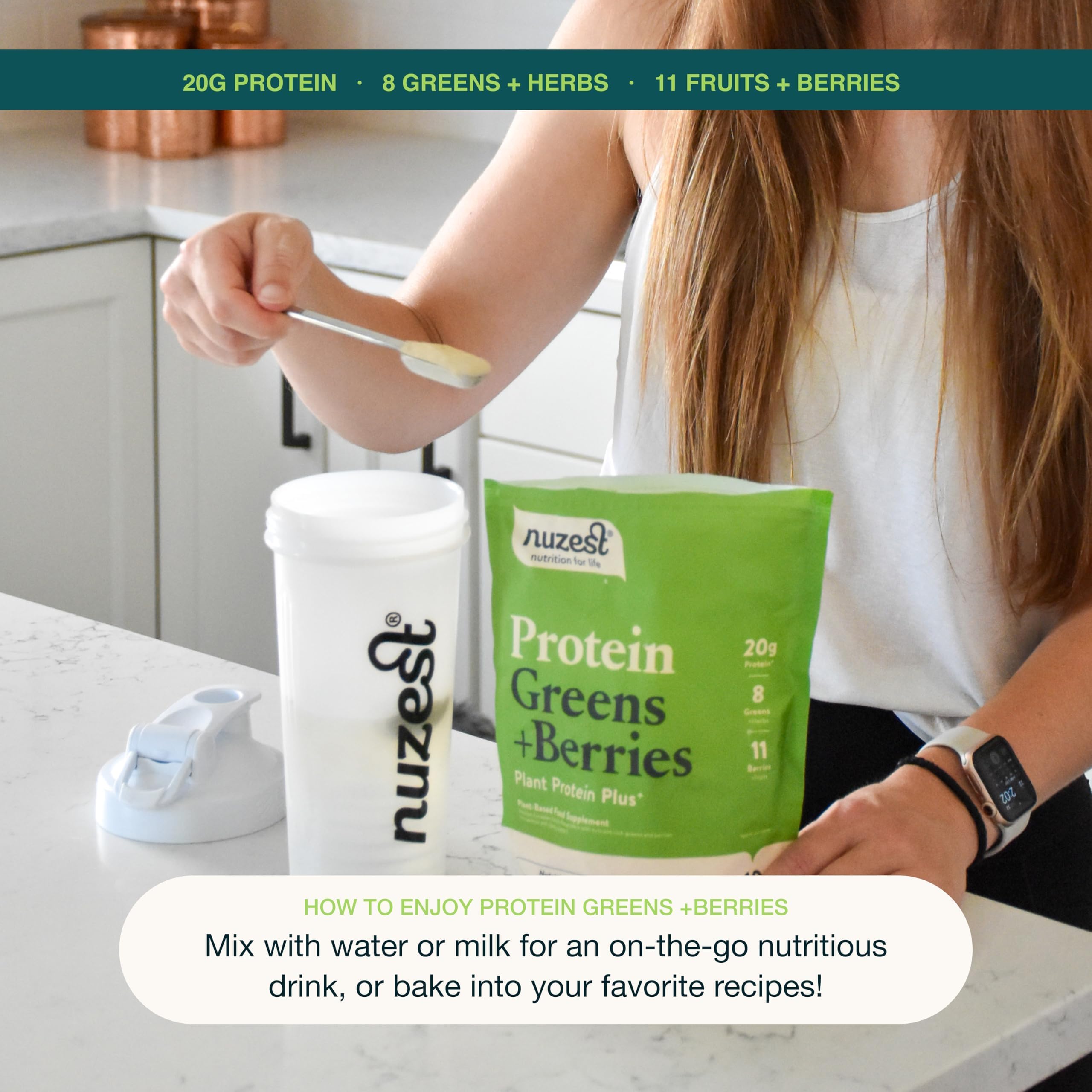 Nuzest Protein Greens + Berries Cocoa 300g ingredients list