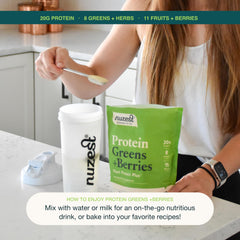 Nuzest Protein Greens + Berries Cocoa 300g ingredients list