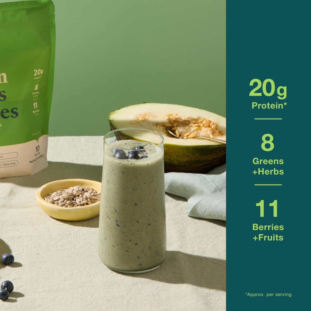 Serving scoop with Nuzest Protein Greens + Berries Cocoa 300g