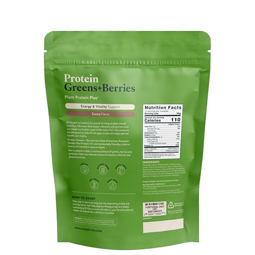 Side view of Nuzest Protein Greens + Berries Cocoa 300g pouch