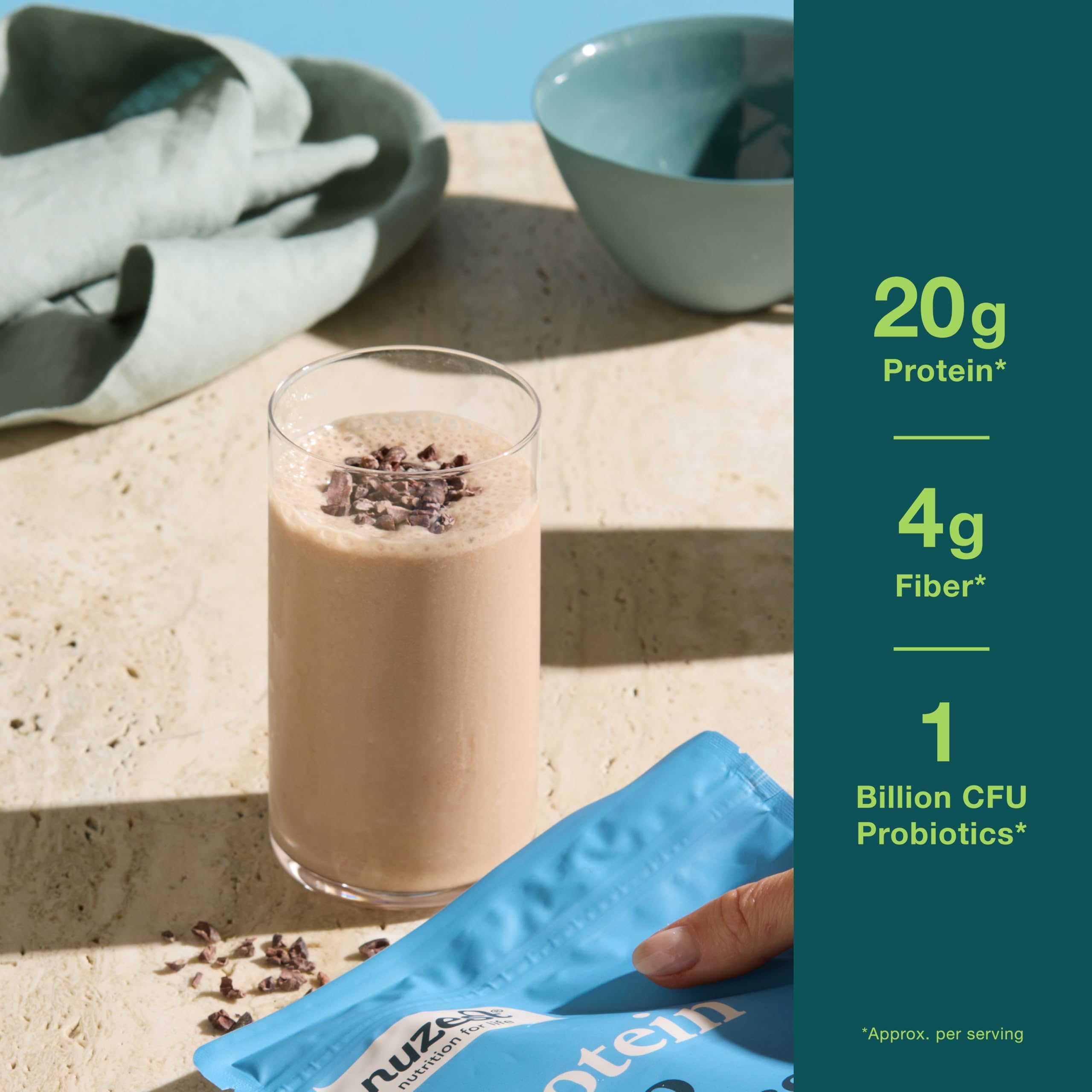 Close-up of probiotics and ingredients in Rich Chocolate blend