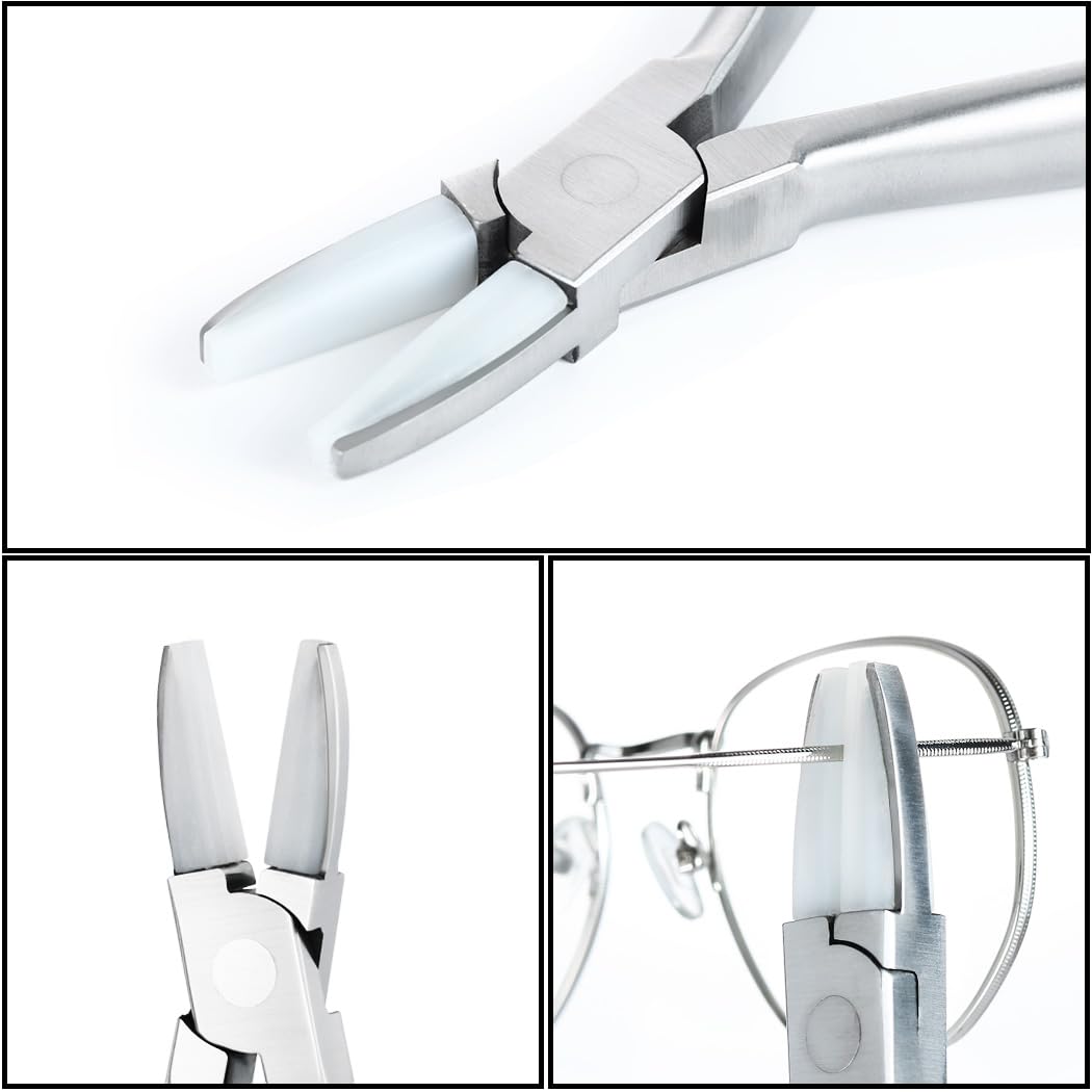 Stainless steel eyeglasses repair tool close-up