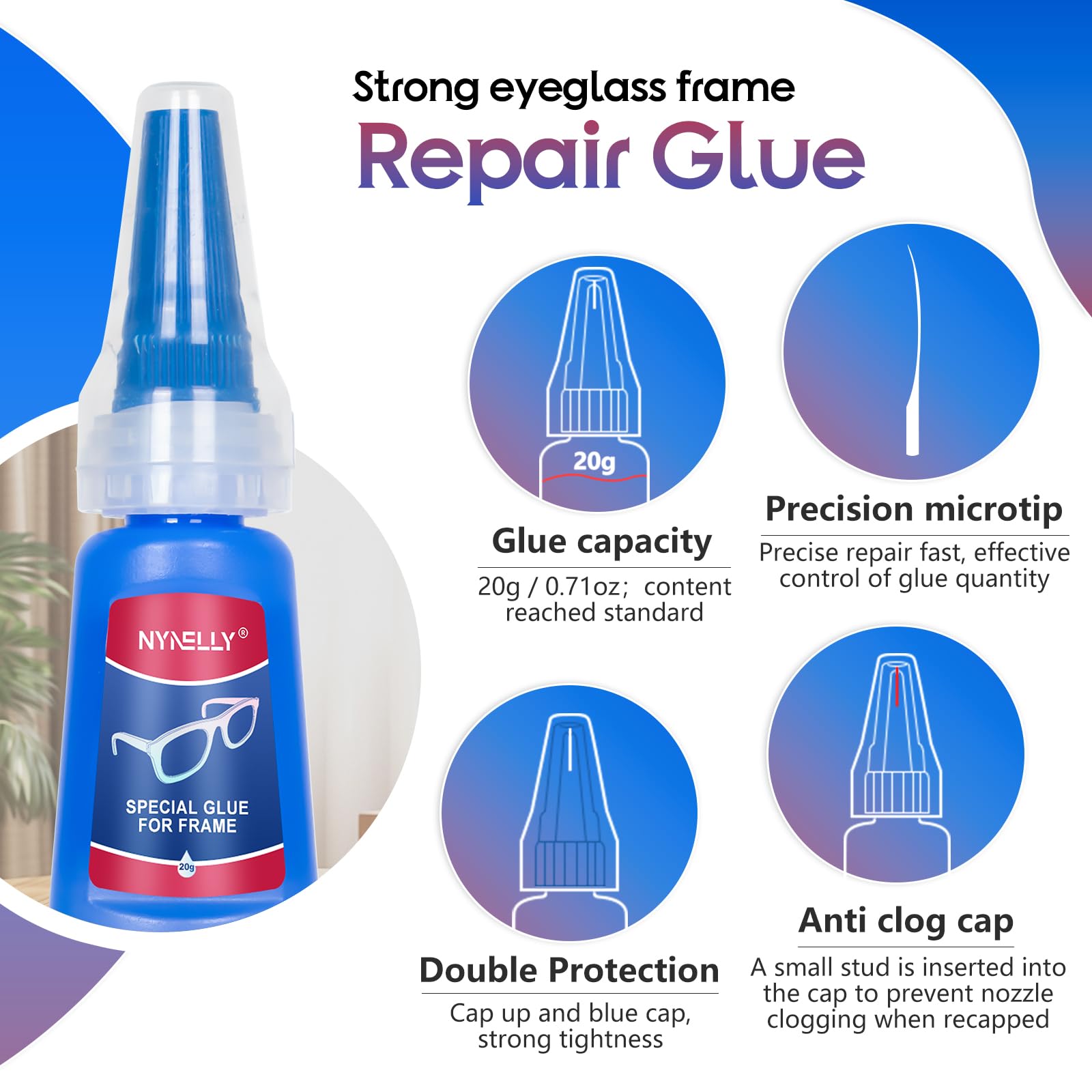 Repairing a glasses frame with Nynelly instant bond