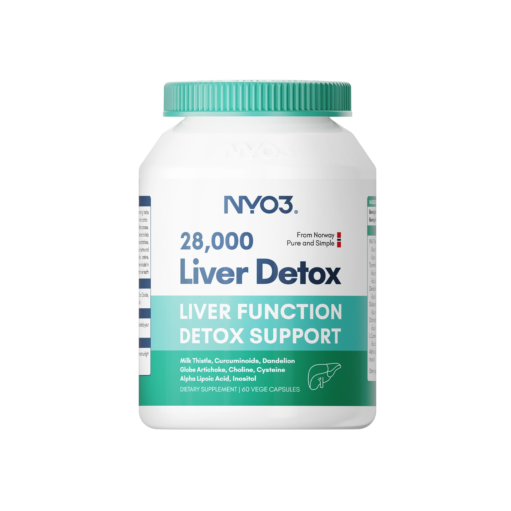NYO3 LIVER DETOX bottle and 60 capsules