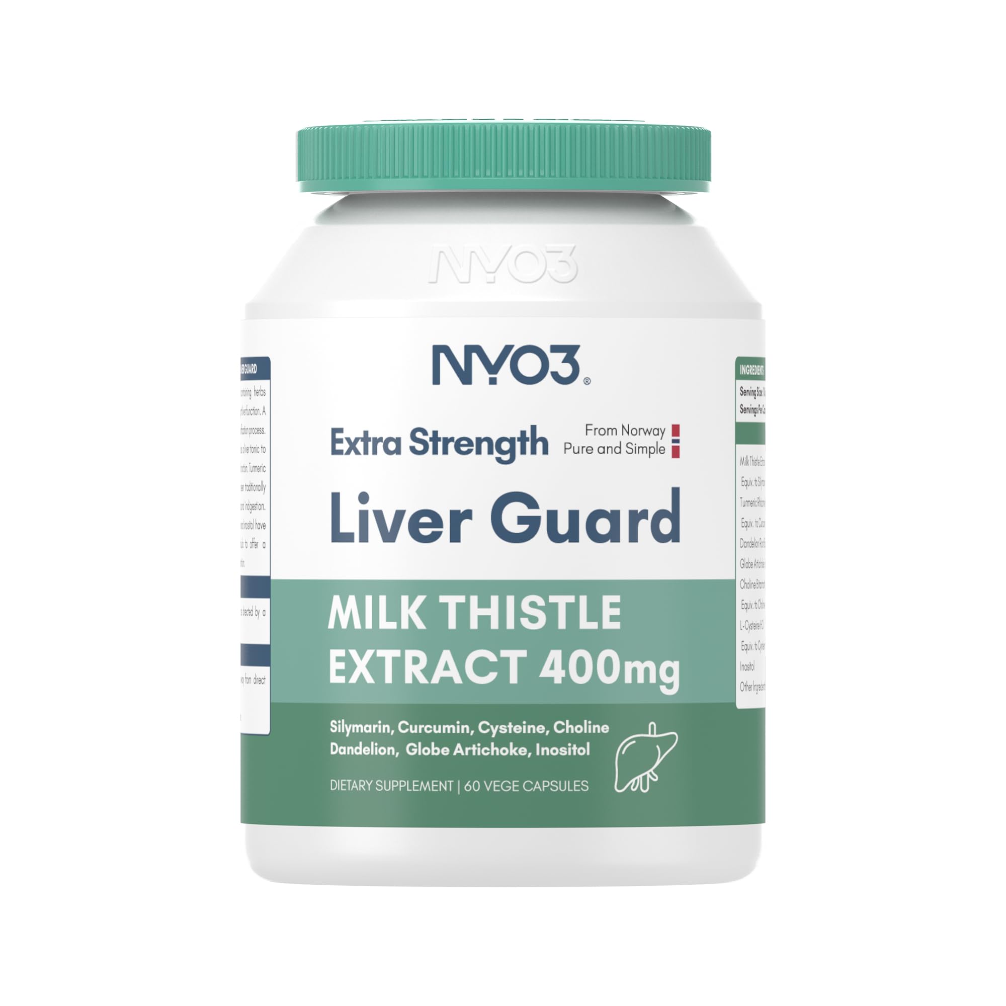 Bottle of NYO3 Milk Thistle Liver Detox 400mg with 60 capsules