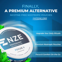 Close-up of NZE peppermint pouch label