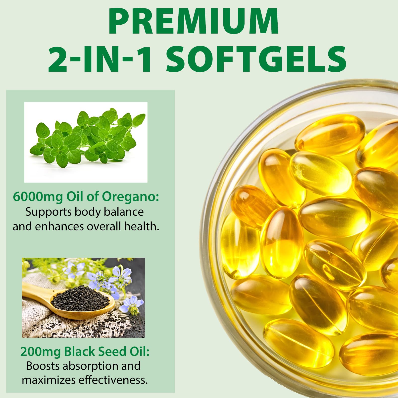 Label showing Organic Oil of Oregano and Black Seed ingredients