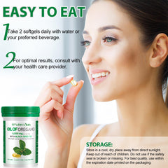 Graphic showing organic oregano oil and black seed ingredients