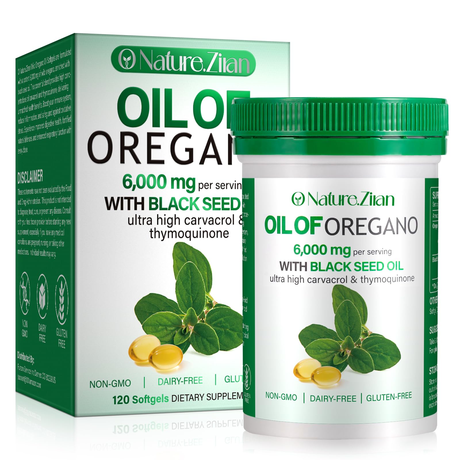 Bottle of O NATURE ZIRAN Oil of Oregano Softgels with Black Seed