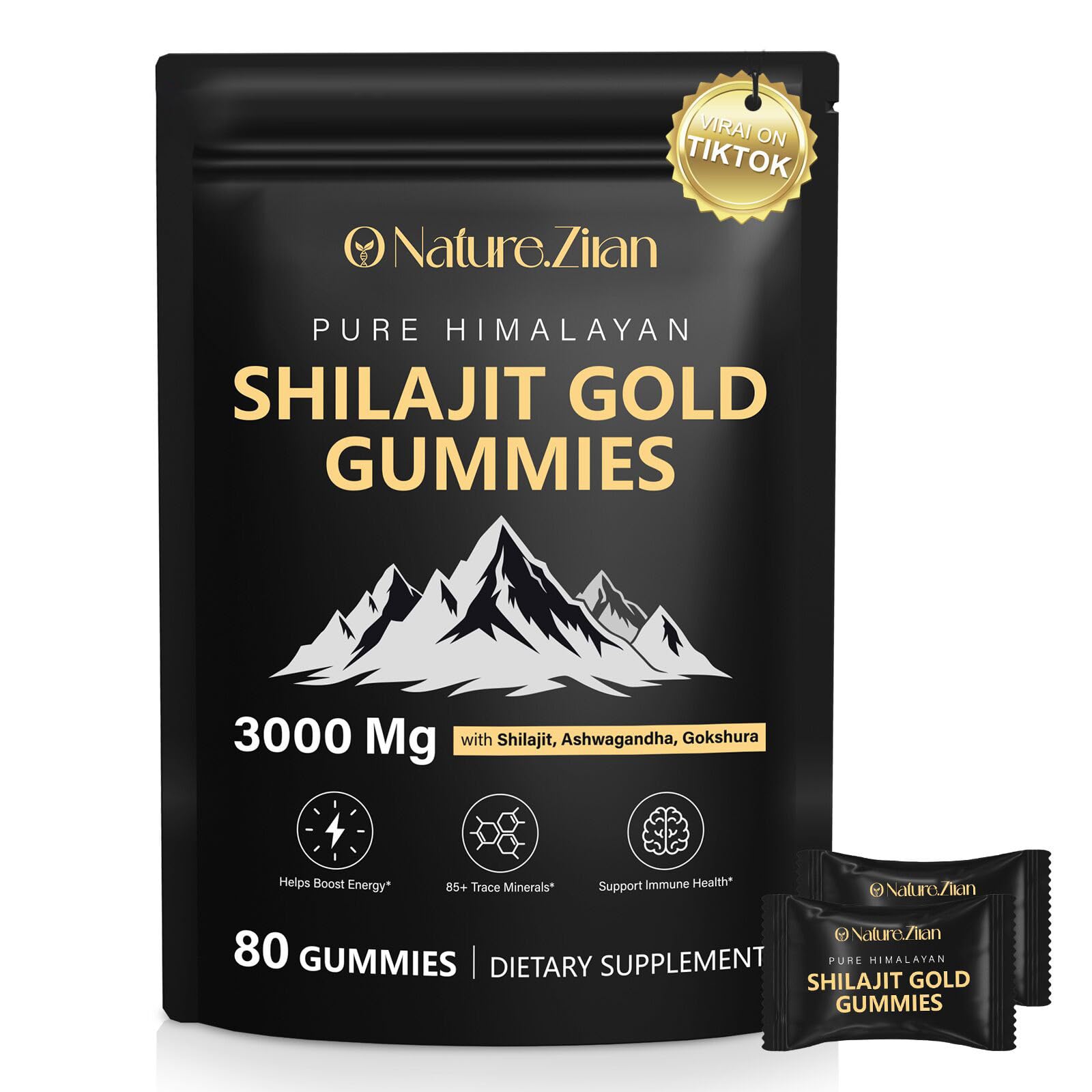 Bottle of O NATURE ZIRAN Shilajit Gummies with label