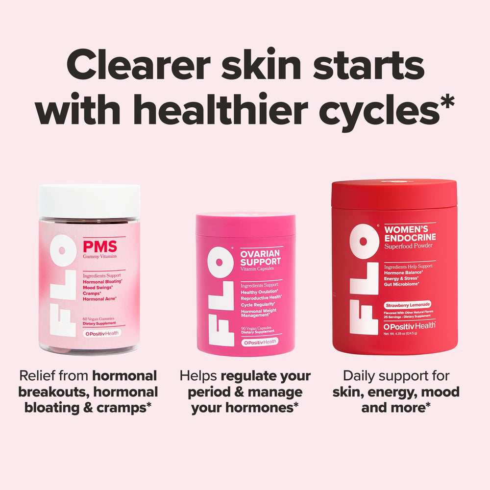 Adult taking FLO Acne capsule with a glass of water