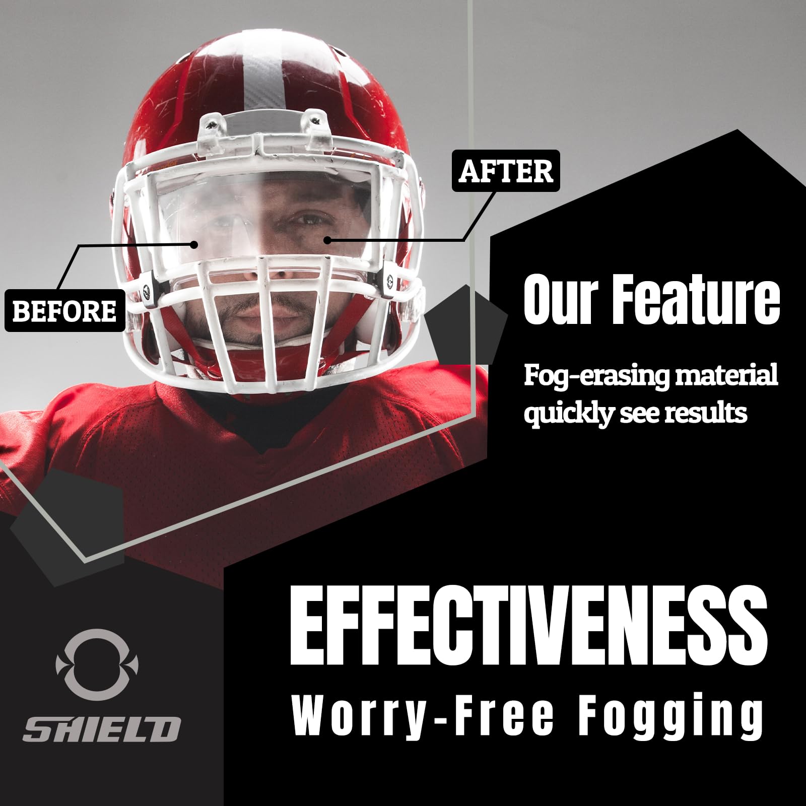 Fog-free wipe being used on a sports visor