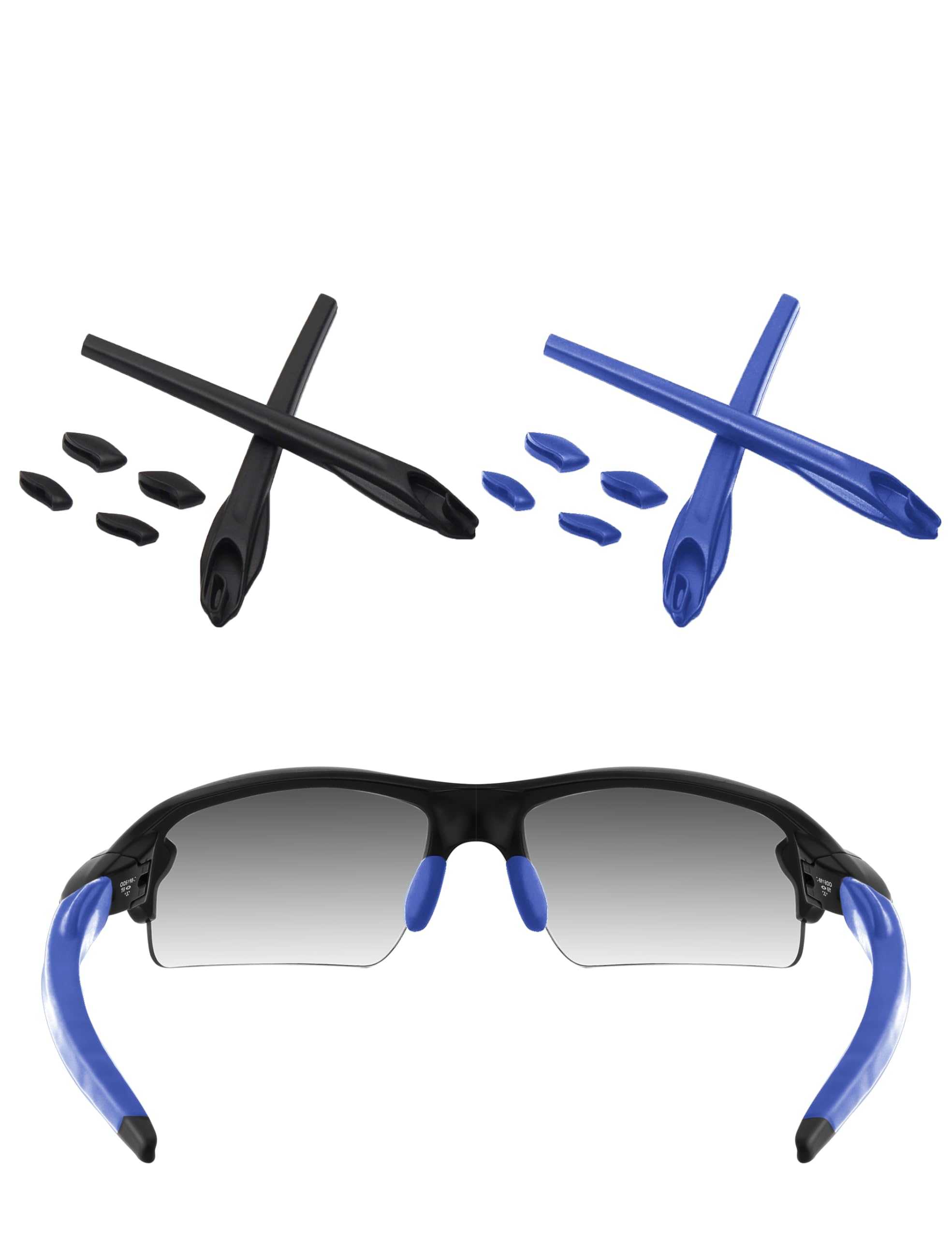 Oakley Flak 2.0 XL rubber kit in black and deep blue – front view