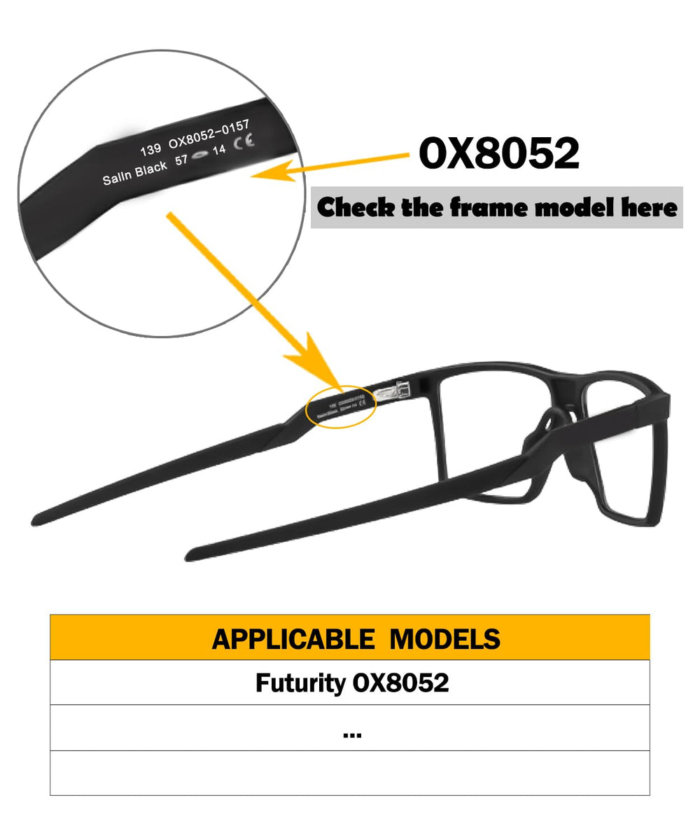 Two pairs of black ear socks for Oakley Futurity OX8052 eyeglasses