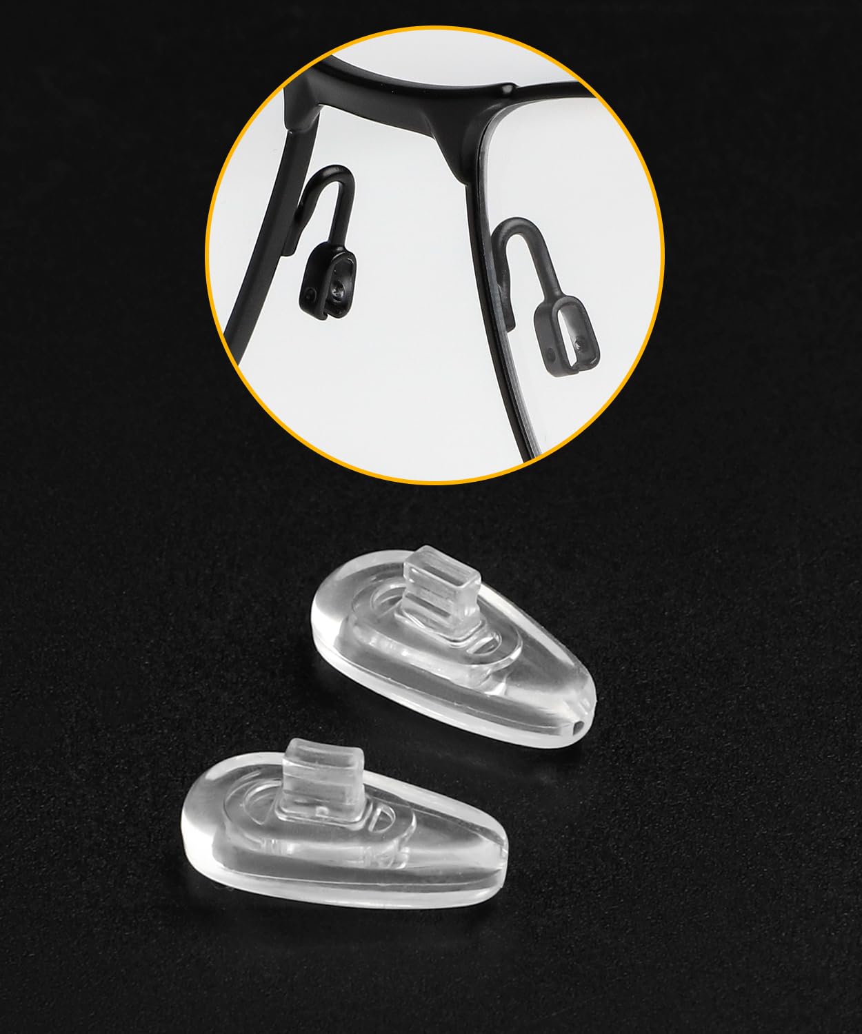 Close-up of clear silicone nose pads
