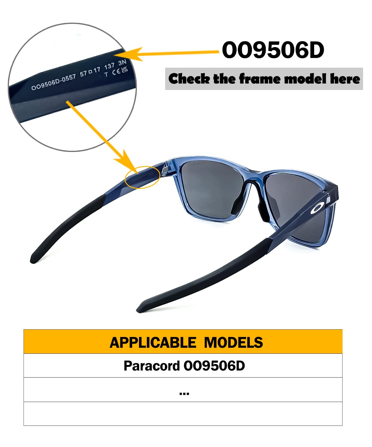 Anti-slip nose pads for Oakley Paracord OO9506D sunglasses