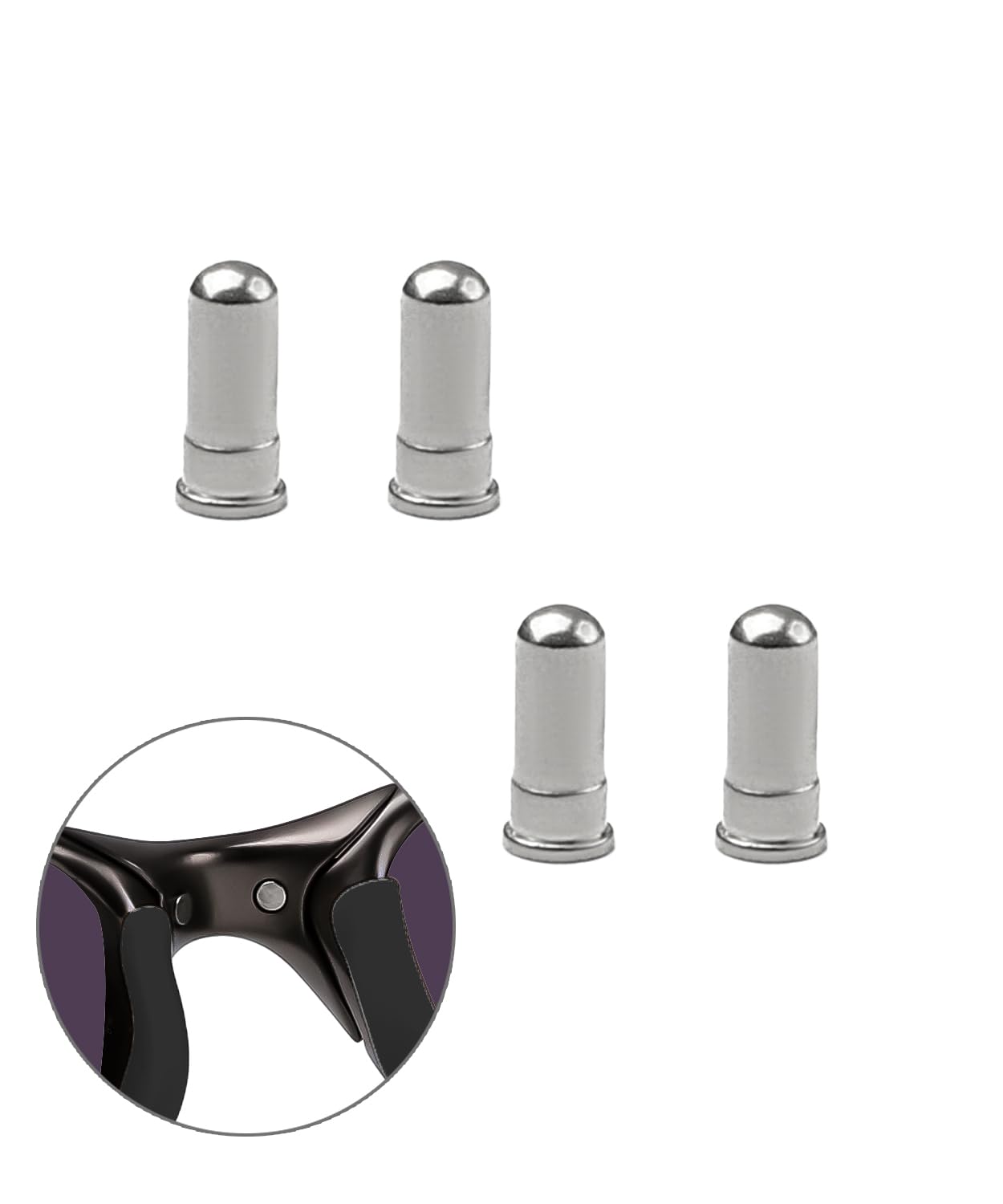 Close-up of silver nose bridge pin rivet detail for Oakley X Metal XX/X Metal Penny