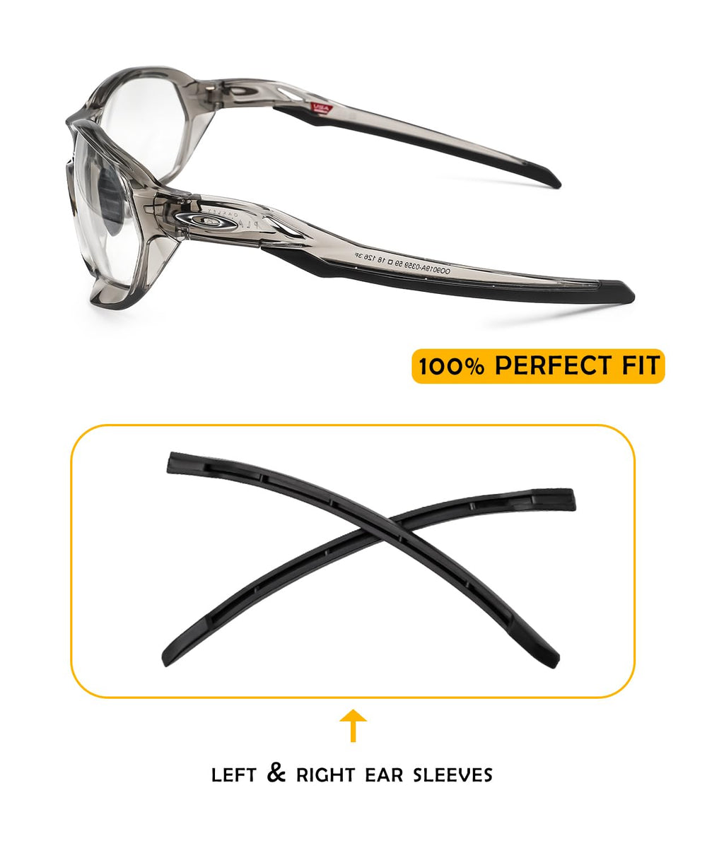 Close-up of black silicone material used in Oakley Plazma OO9019/OO9019A ear socks