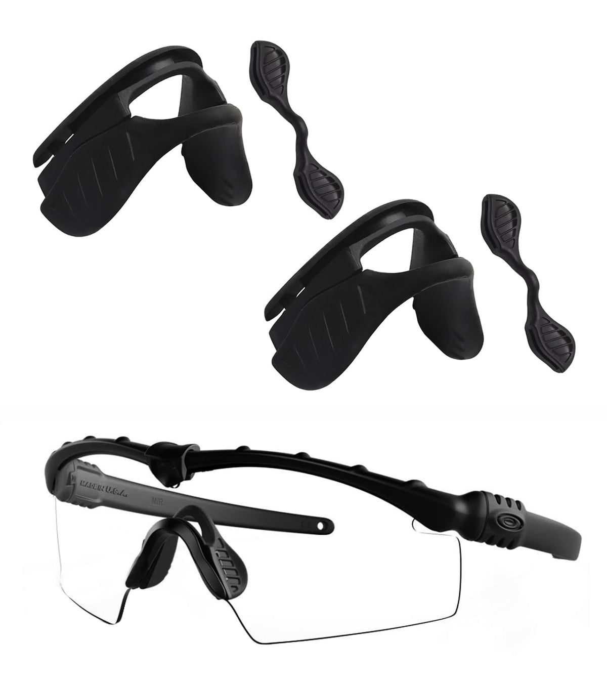 Two-piece nose pad replacement for Oakley Si M Frame 2.0/3.0 in black