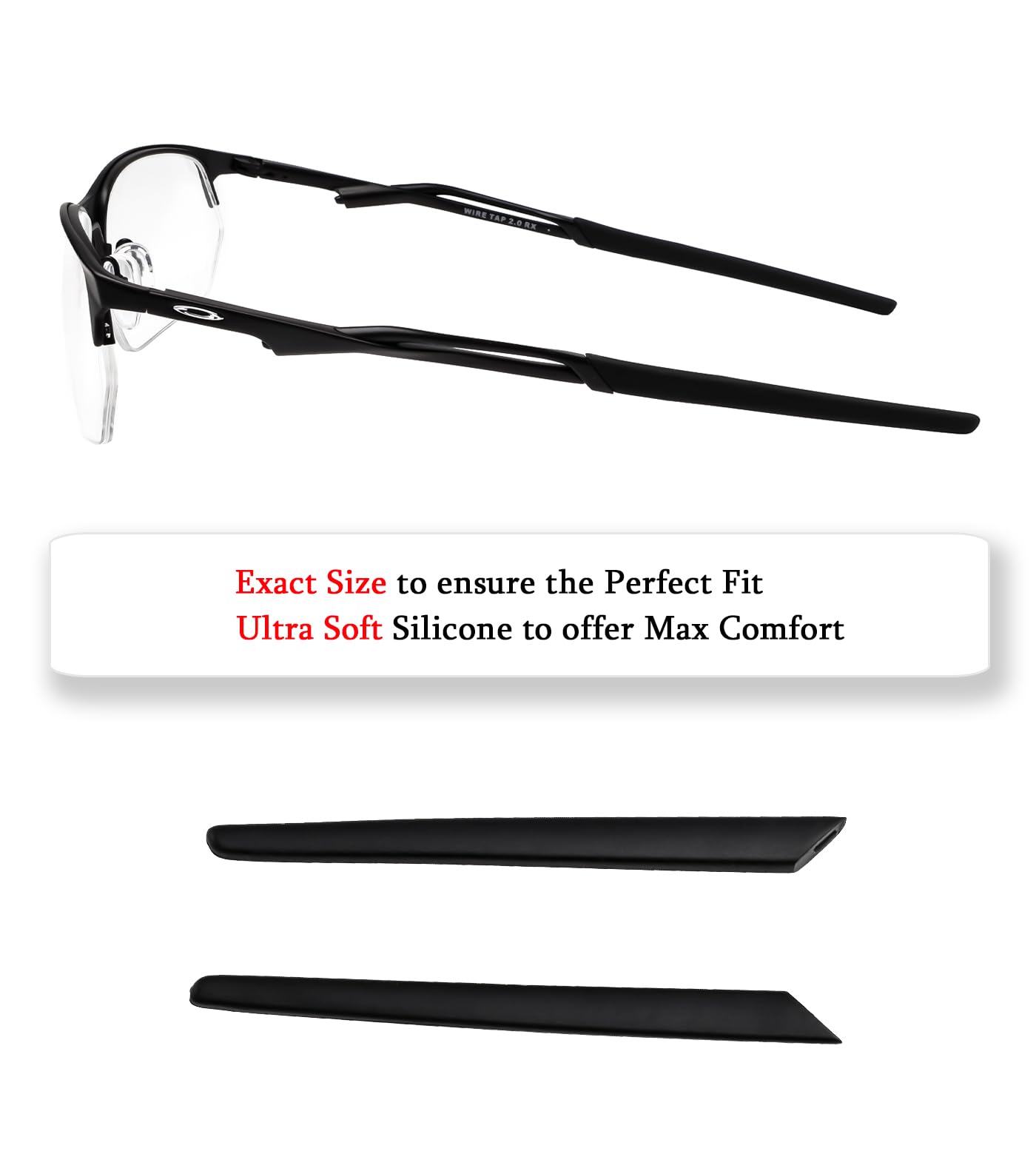 Soft silicone ear socks for Oakley Wire Tap 2.0 OX5152 on frame