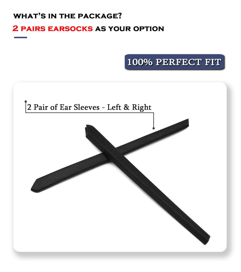 Black rubber ear sleeves for Oakley glasses, easy replacement