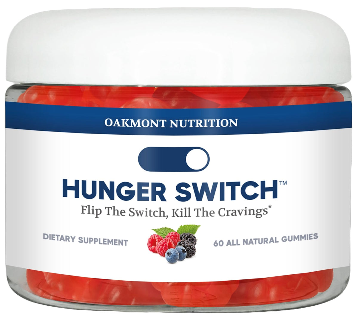 Oakmont Hunger Switch Gummies bottle with 60 gummies