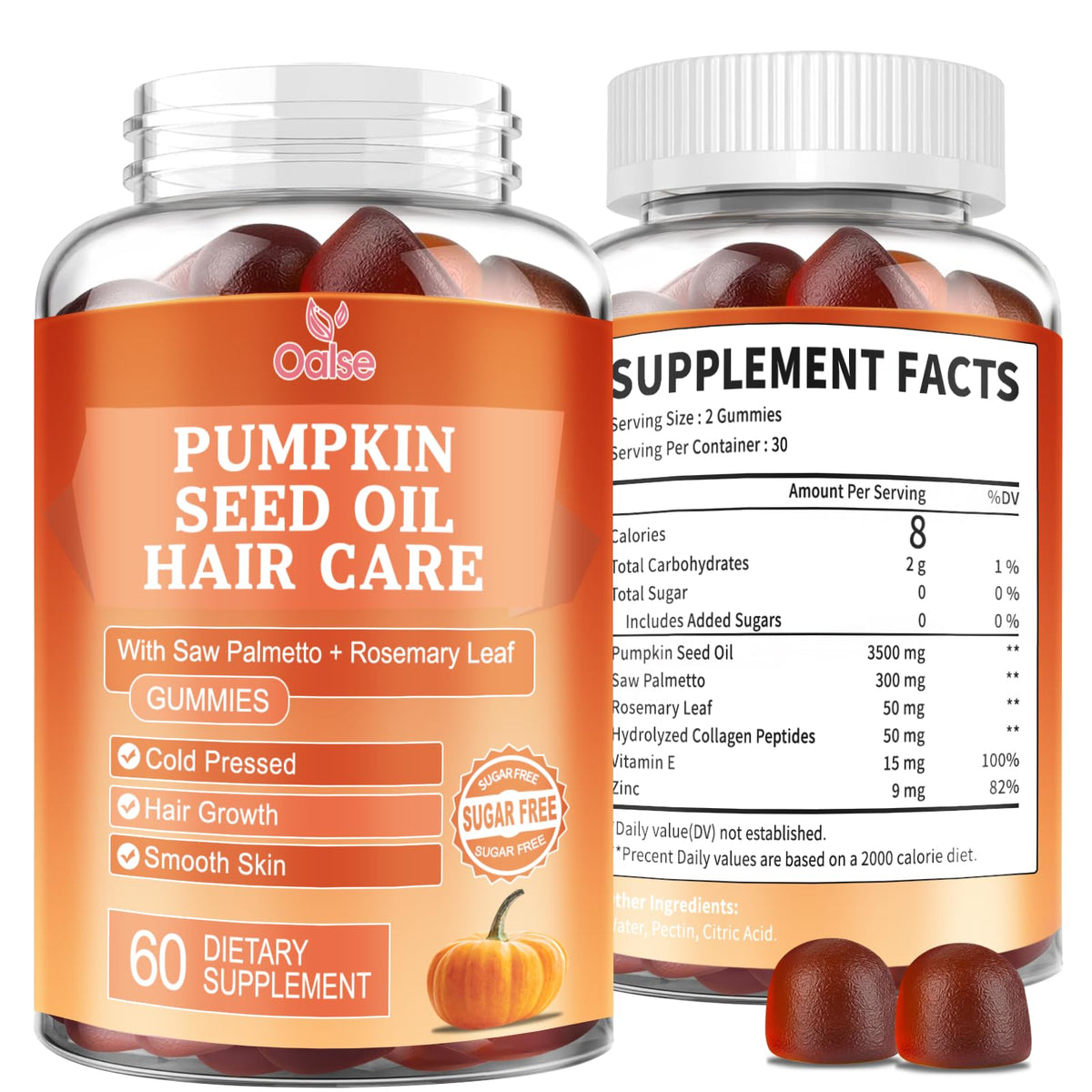 OALSE Pumpkin Seed Oil Gummies bottle label - 3500mg per serving