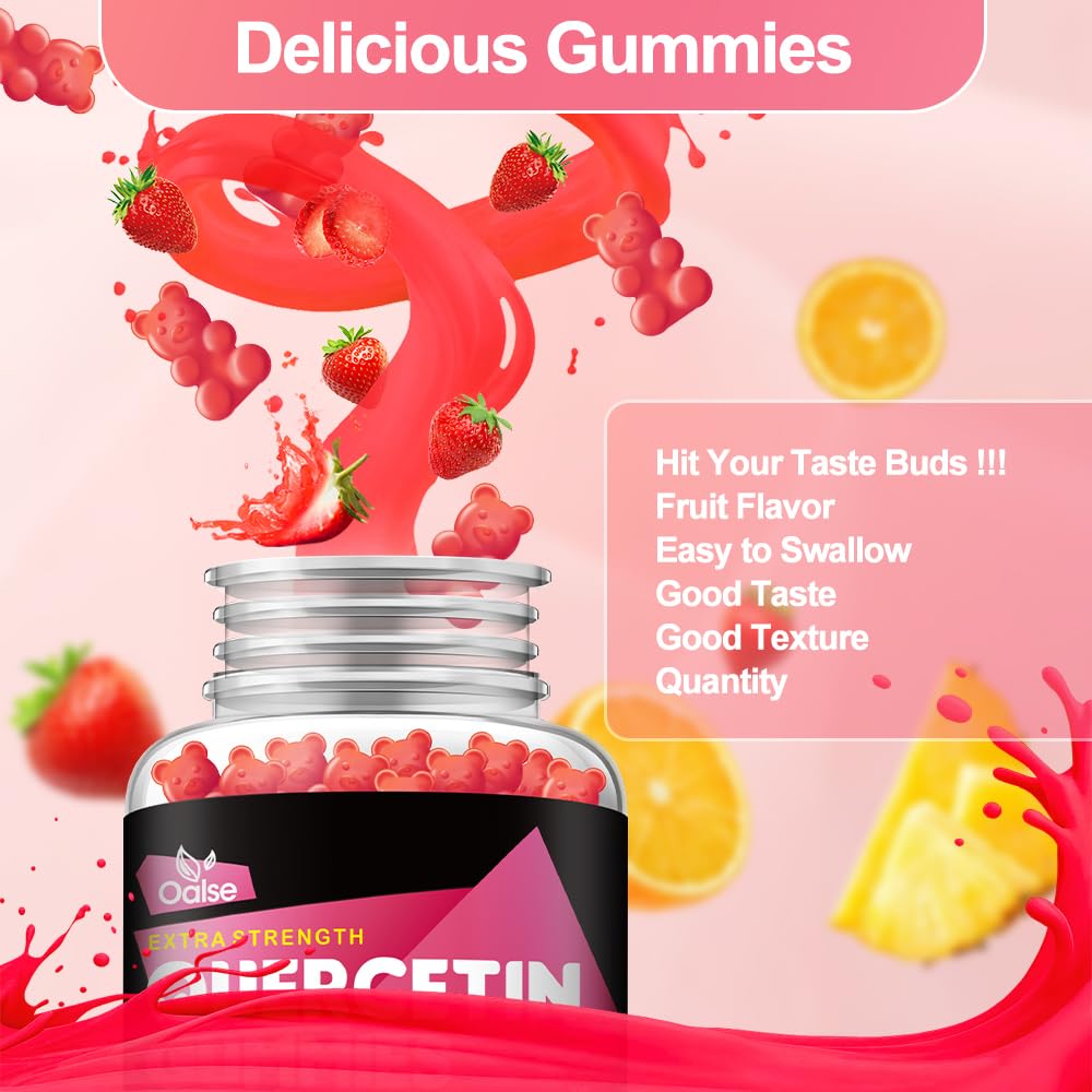 Natural strawberry flavor vegan quercetin gummies
