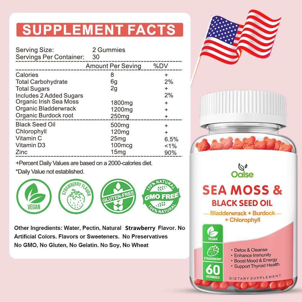 OALSE Sea Moss Gummies suitable for adults and kids