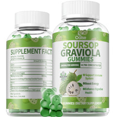 Bottle of OALSE Soursop Graviola Gummies on a white background