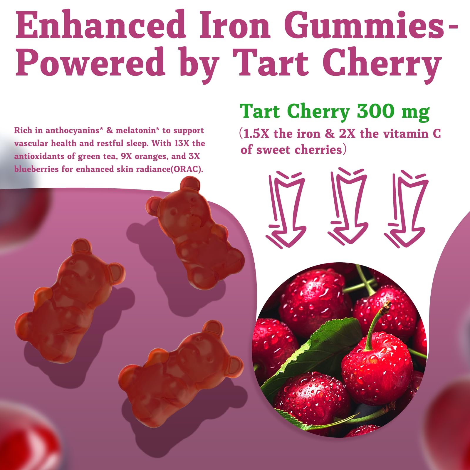 Ingredients highlight including calcium, zinc, vitamins C and B12, and folic acid