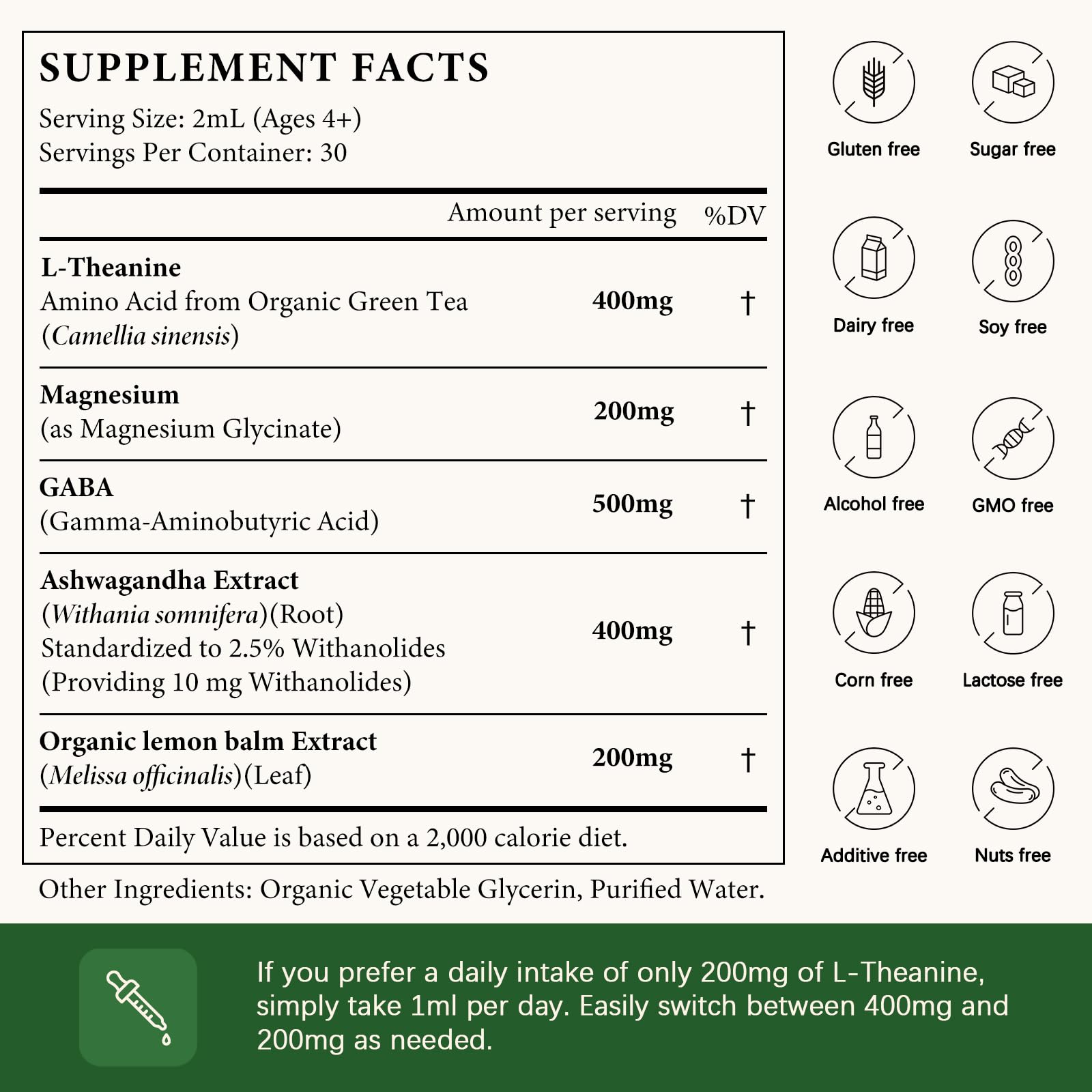 Packaging and bottle emphasizing 100% food-grade ingredients