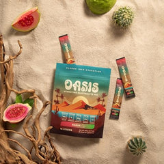Oasis hydration during outdoor workout scene emphasizes electrolyte balance.