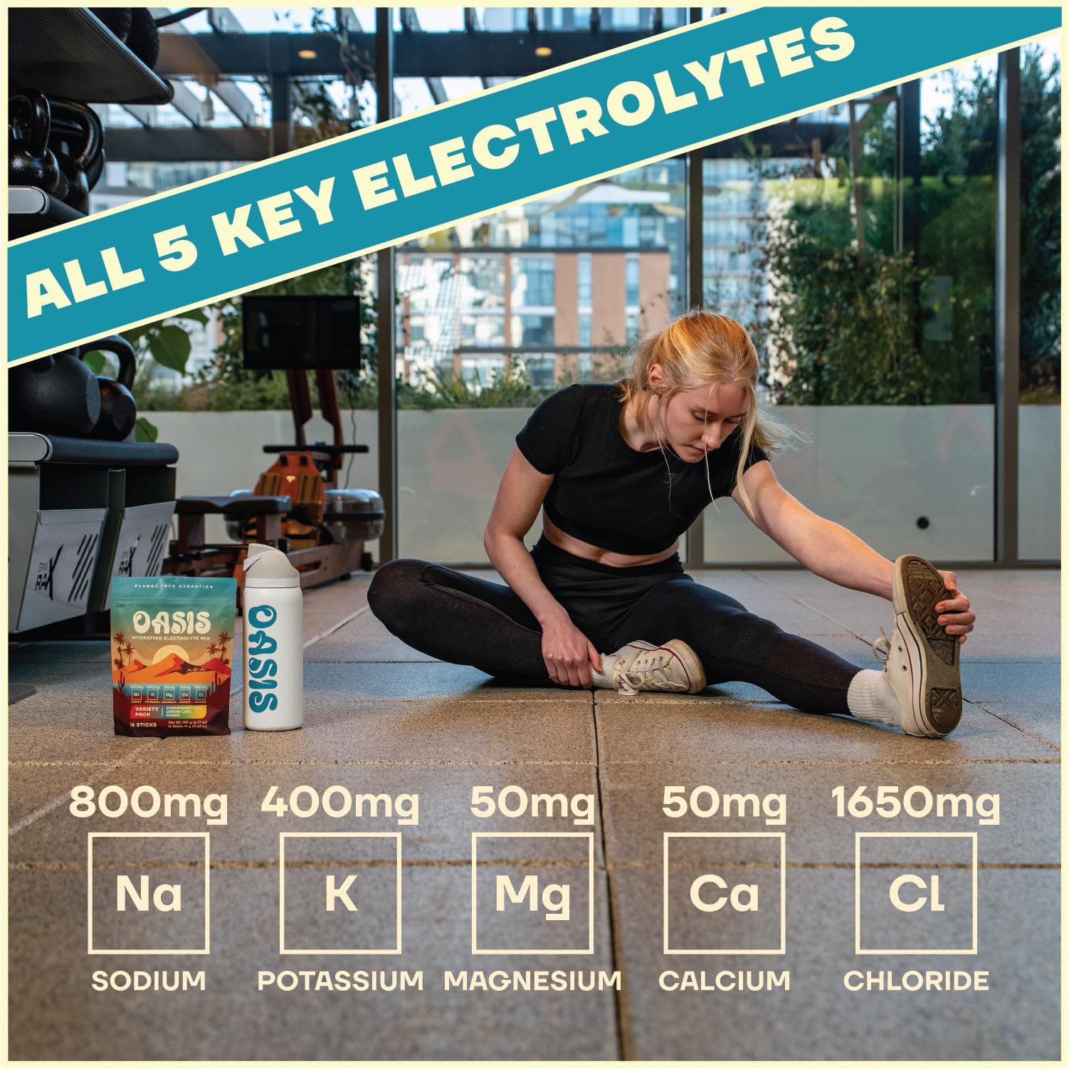 Oasis with Vitamin C emphasizes immune-support hydration.